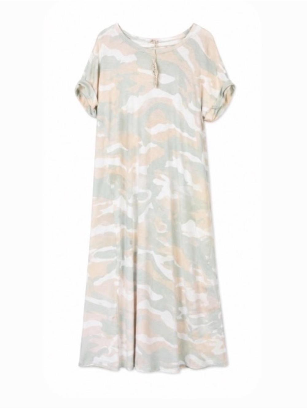 Mystree T-Shirt Dress in Pastel Camouflage - Mint, Peach, White